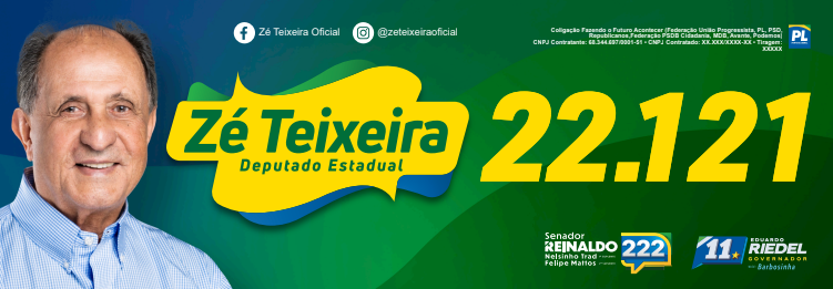 Adesivo de campanha: Zé Teixeira, Deputado Estadual, número 22.121